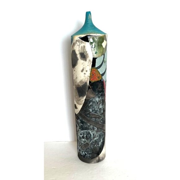 Patrick Shia Crabb Ceramic Clay Shard Vessel Art Raku Vase Signed Numbered 7608 - Picture 1 of 14